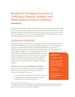 Benefits for Immigrant Survivors of Trafficking, Domestic Violence, and Other Serious Crimes in California