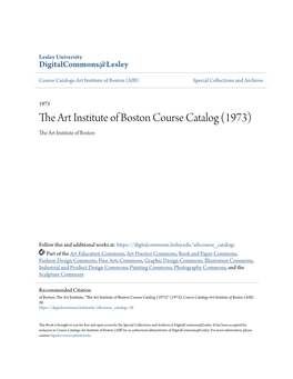 The Art Institute of Boston Course Catalog (1973) the Art Institute of Boston