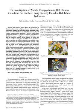 On Investigation of Metals Composition in Old Chinese Coin from the Northern Song Dynasty Found in Bali Island Indonesia