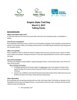 Empire State Trail Day March 2, 2017 Talking Points