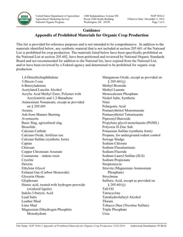 Prohibited Materials for Organic Crop Production
