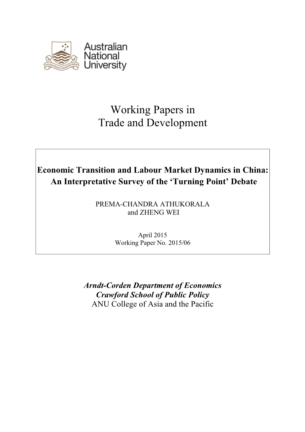 Economic Transition and Labour Market Dynamics in China: an Interpretative Survey of the ‘Turning Point’ Debate