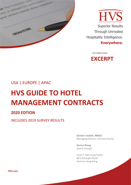 Hvs Guide to Hotel Management Contracts 2020 Edtion Includes 2019 Survey Results