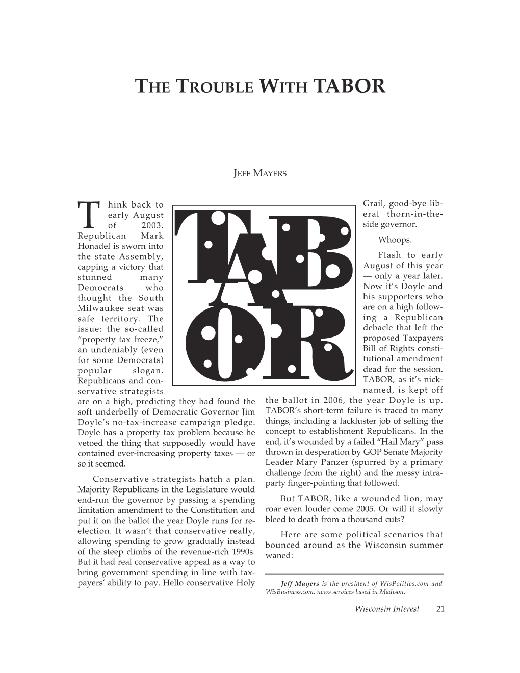 The Trouble with Tabor
