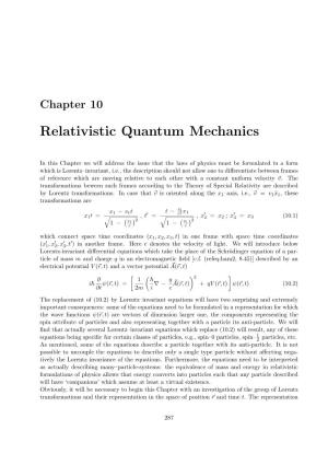 Relativistic Quantum Mechanics