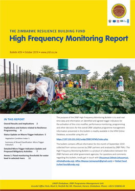 High Frequency Monitoring Report Bulletin #29 | October 2019