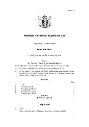 Medicines Amendment Regulations 2018
