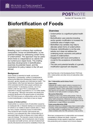 Biofortification of Foods