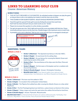 LINKS to LEARNING GOLF CLUB Course: American History