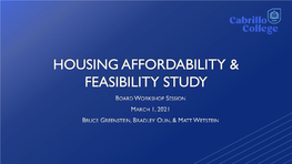 Housing Affordability & Feasibility Study