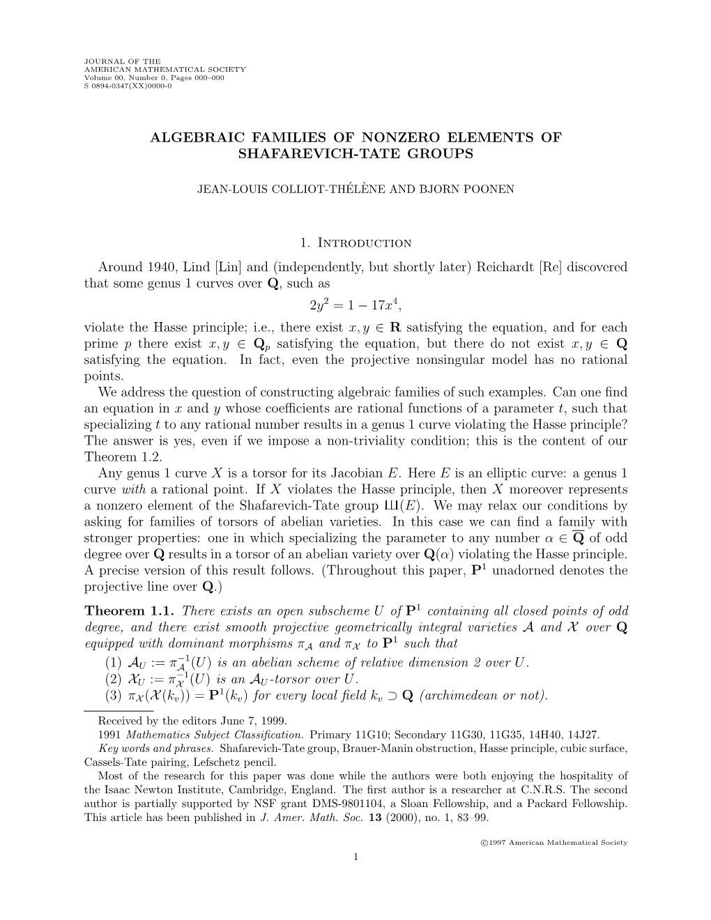 Algebraic Families of Nonzero Elements of Shafarevich-Tate Groups