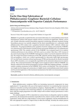 Facile One-Step Fabrication of Phthalocyanine–Graphene–Bacterial–Cellulose Nanocomposite with Superior Catalytic Performance