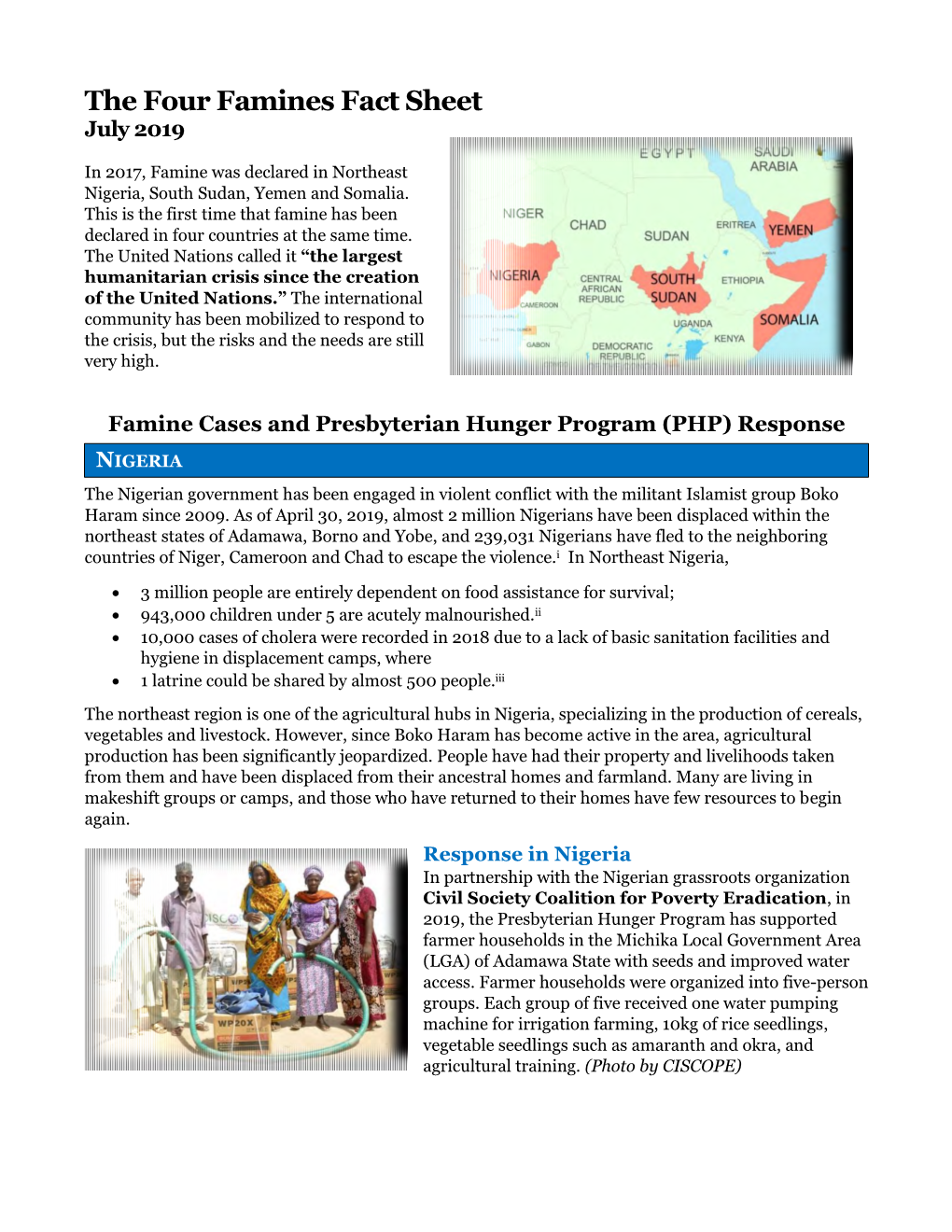 The Four Famines Fact Sheet July 2019