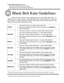 Black Belt Kata Guidelines