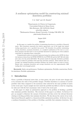 A Nonlinear Optimisation Model for Constructing Minimal Drawdown Portfolios