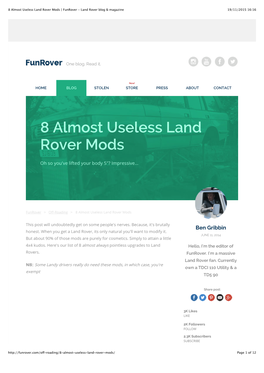 8 Almost Useless Land Rover Mods | Funrover - Land Rover Blog & Magazine 19/11/2015 16:16