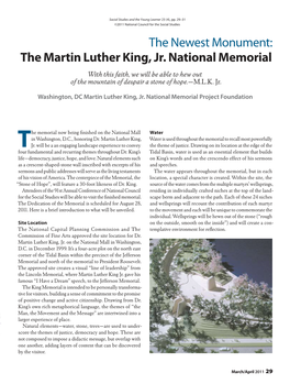 The Newest Monument: the Martin Luther King, Jr. National Memorial with This Faith, We Will Be Able to Hew out of the Mountain of Despair a Stone of Hope.—M.L.K
