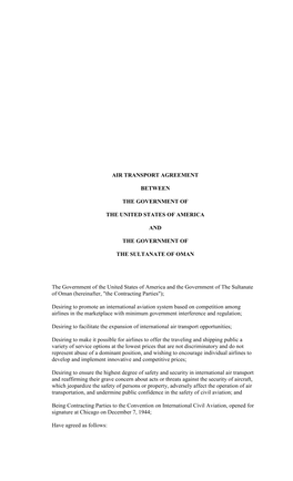 Air Transport Agreement Between the Government Of