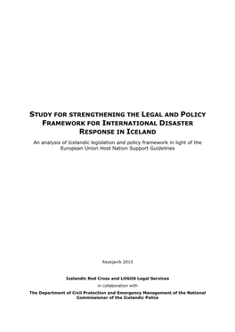Study for Strengthening the Legal and Policy Framework for International Disaster Response in Iceland