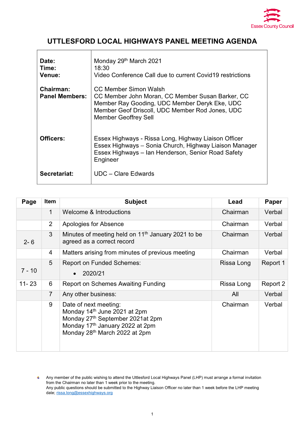 Uttlesford Highways Panel