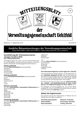 Mitteilungsblatt KW 37 2019