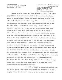 I [Of 3]-Digest- Retyped of a Bas$ [Violin]); His Mother Sang; His Uncle Played Comb and (Not Used in Bands Anymore) . Kazoo