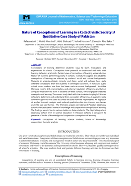 Nature of Conceptions of Learning in a Collectivistic Society: a Qualitative Case Study of Pakistan