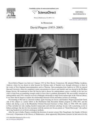 David Pingree (1933–2005)