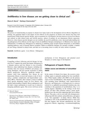Antifibrotics in Liver Disease: Are We Getting Closer to Clinical Use?