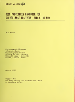 TEST PROCEDURES HANDBOOK for SURVEILLANCE RECEIVERS BELOW 100 Mhz