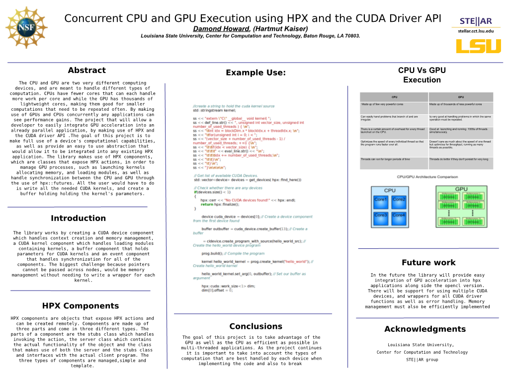CPU Vs GPU Execution Conclusions Abstract