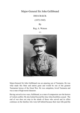 Major-General Sir John Gellibrand DSO.CB.KCB