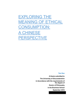 Exploring the Meaning of Ethical Consumption: a Chinese Perspective