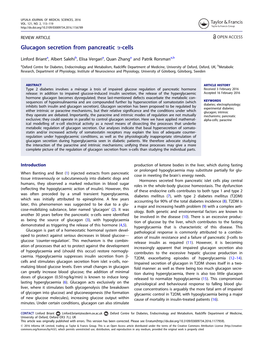 Glucagon Secretion from Pancreatic A-Cells