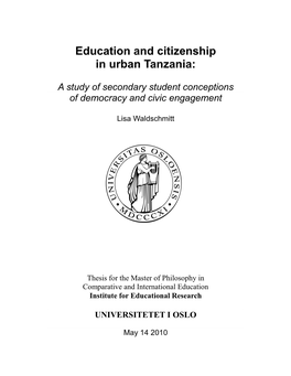 Education and Citizenship in Urban Tanzania