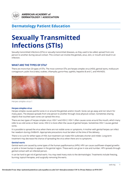 Sexually Transmitted Infections (Stis)