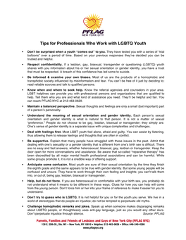 Tips for Professionals Who Work with LGBTQ Youth