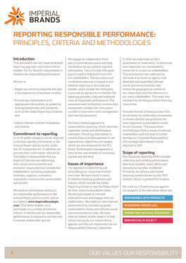 Reporting Responsible Performance: Principles, Criteria and Methodologies
