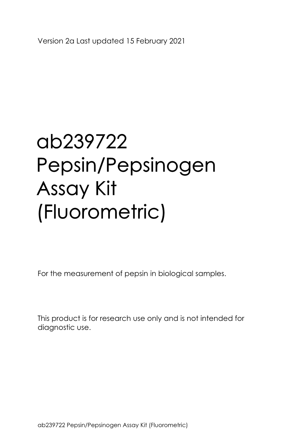 Ab239722 Pepsin/Pepsinogen Assay Kit (Fluorometric)
