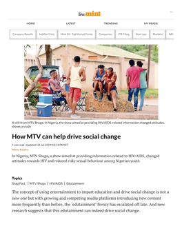 How MTV Can Help Drive Social Change