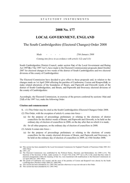 2008 No. 177 LOCAL GOVERNMENT, ENGLAND The