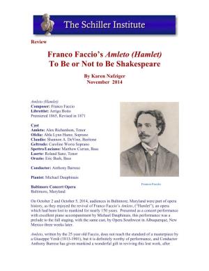 Franco Faccio's Amleto (Hamlet)