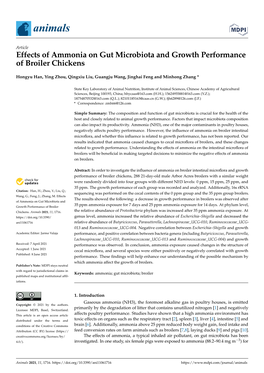 Effects of Ammonia on Gut Microbiota and Growth Performance of Broiler Chickens