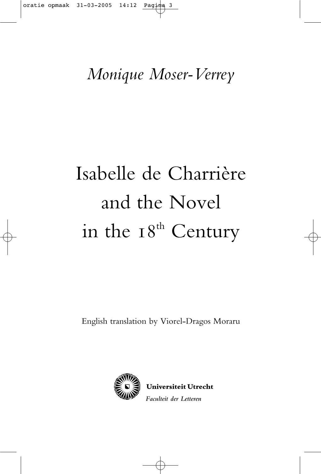 Isabelle De Charrière and the Novel in the 18Th Century