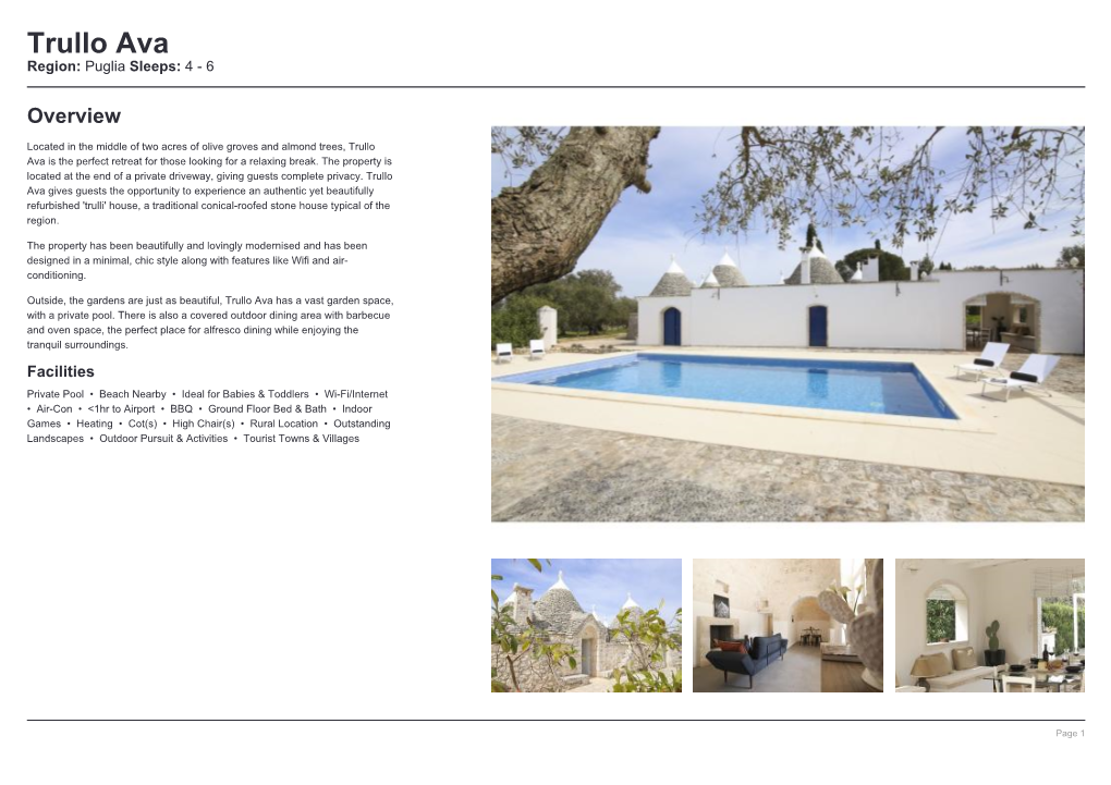 Trullo Ava Region: Puglia Sleeps: 4 - 6