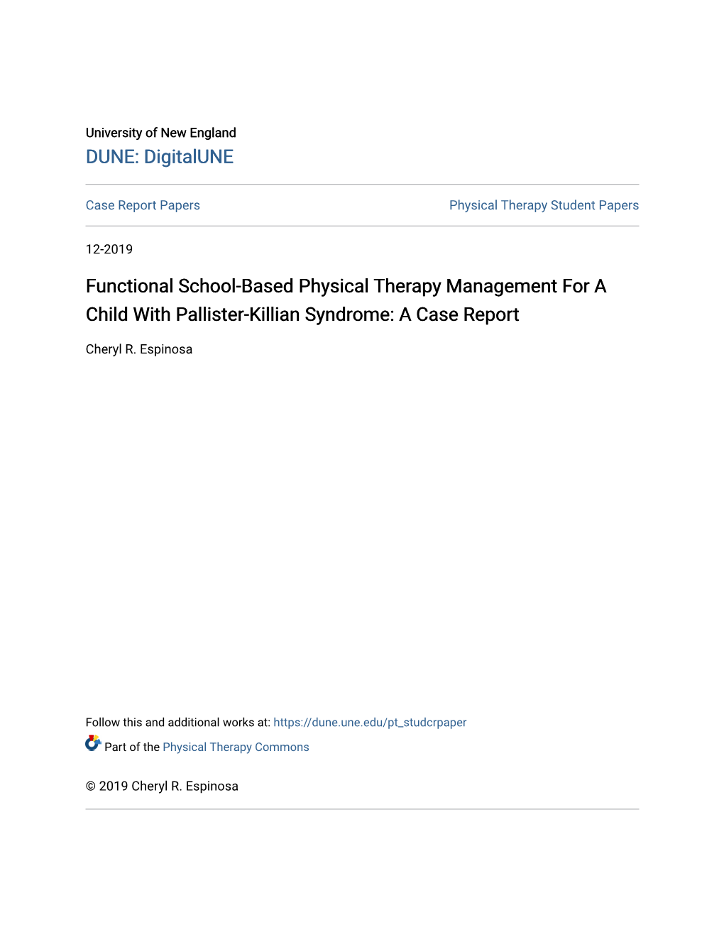 Functional School-Based Physical Therapy Management for a Child with Pallister-Killian Syndrome: a Case Report