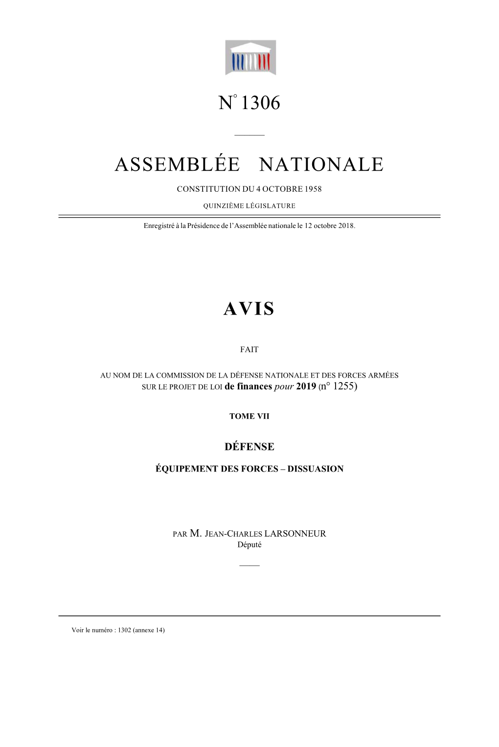 N° 1306 Assemblée Nationale