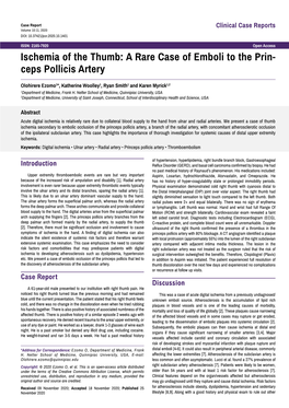 Ischemia of the Thumb: a Rare Case of Emboli to the Princeps Pollicis Artery.” Clin Case Rep 10 (2020): 1401