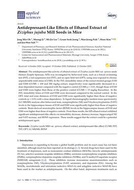 Antidepressant-Like Effects of Ethanol Extract of Ziziphus Jujuba Mill