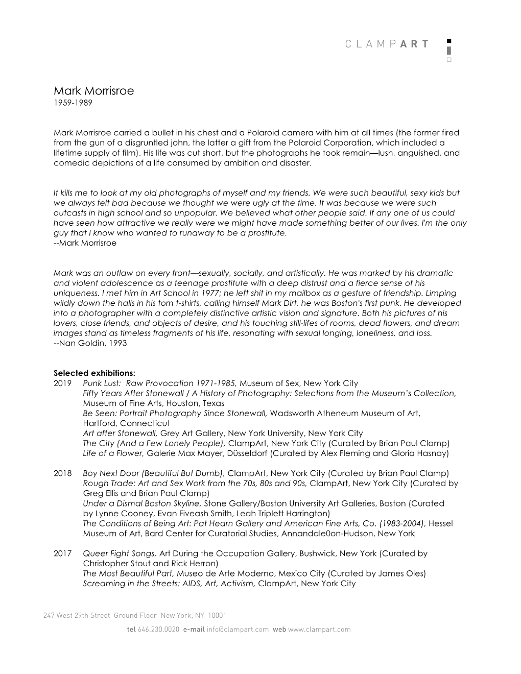 Mark Morrisroe Resume